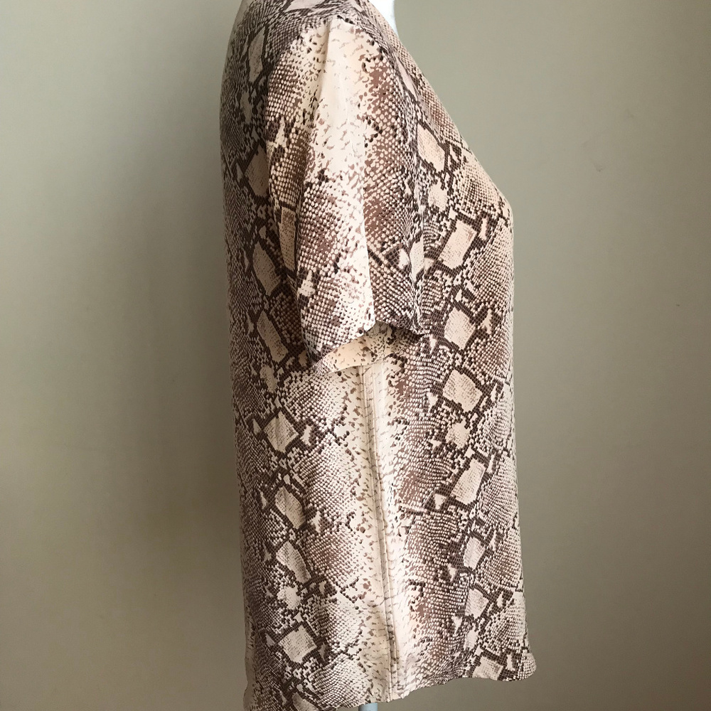 Equipment Beige Python Print Silk Short Sleeve Top - image 4